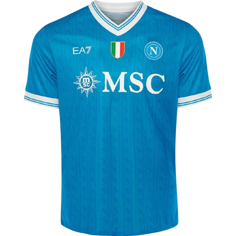 Napoli Home Jersey 2025/26 – blue and geometric retro football jersey front view