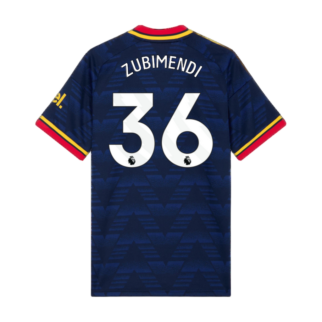 Archive Football Arsenal 2026/27 away jersey in navy blue with Zubimendi #36 player name and number on the back