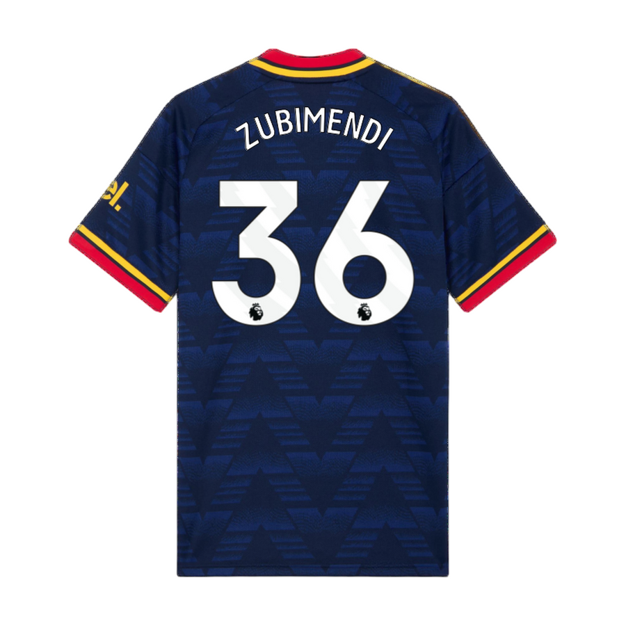 Archive Football Arsenal 2026/27 away jersey in navy blue with Zubimendi #36 player name and number on the back