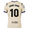 Barcelona Away Kit Lamine Yamal #10 2025/26 (Champions League) – beige and white retro football jersey front view