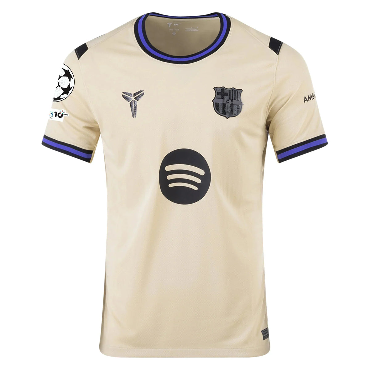 Barcelona Away Kit Lamine Yamal #10 2025/26 (Champions League) – beige and white retro football jersey back view