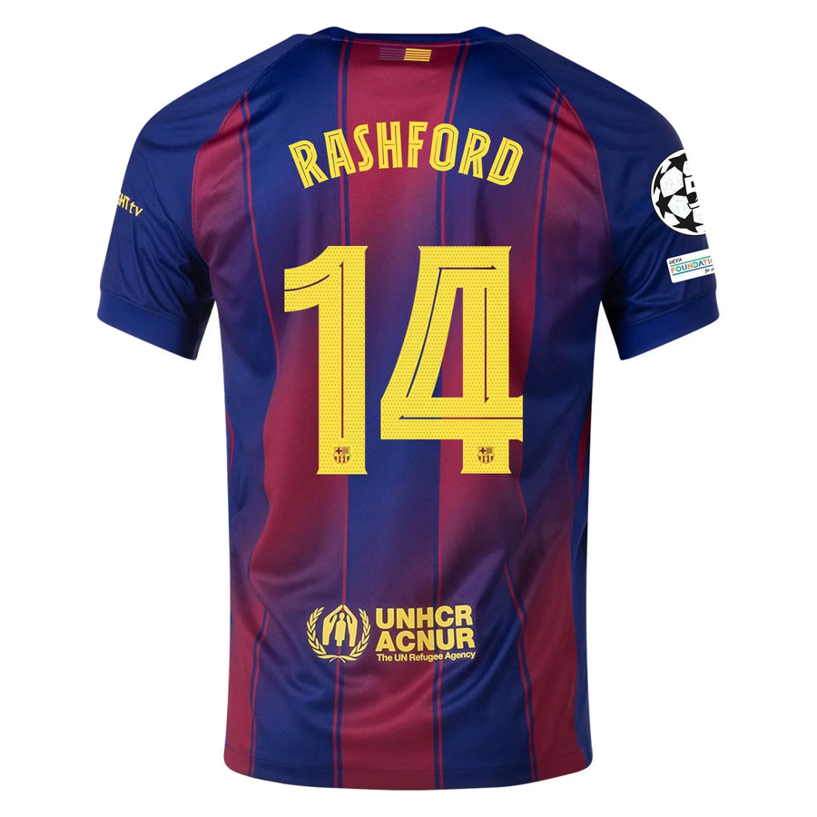 Barcelona Home Kit Rashford #14 2025/26 (Champions League) – retro football jersey front view