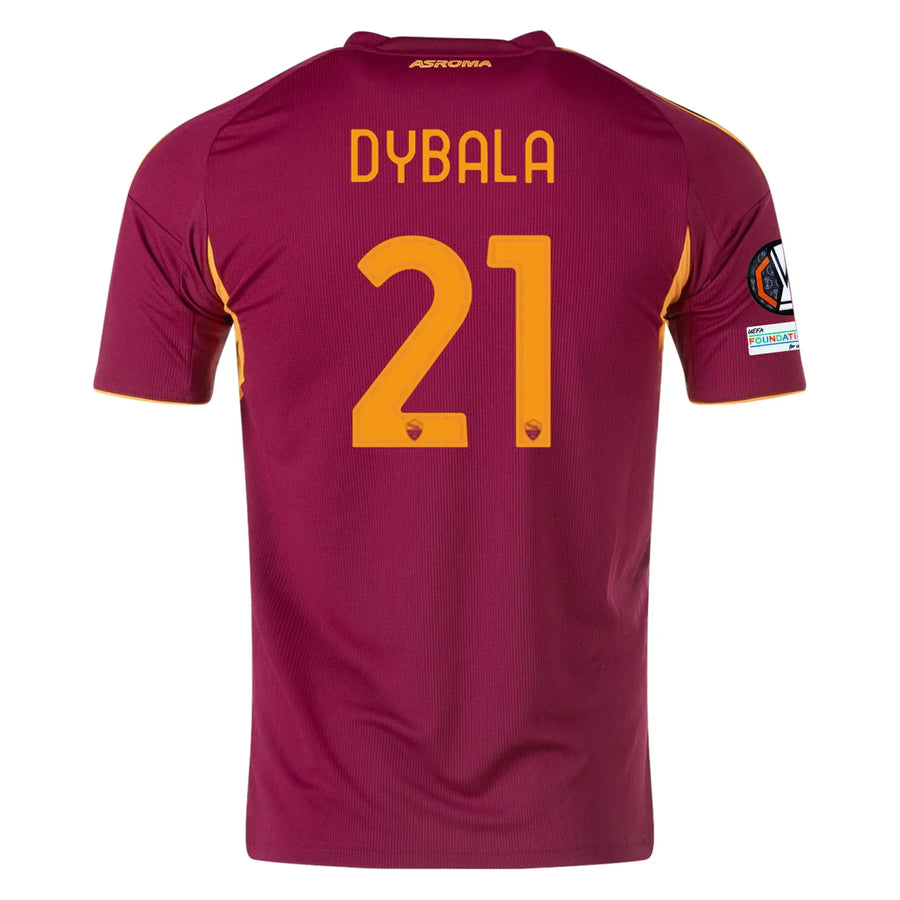 AS Roma Dybala #21 Home Kit 2026 (Europa League) – brown retro football jersey front view