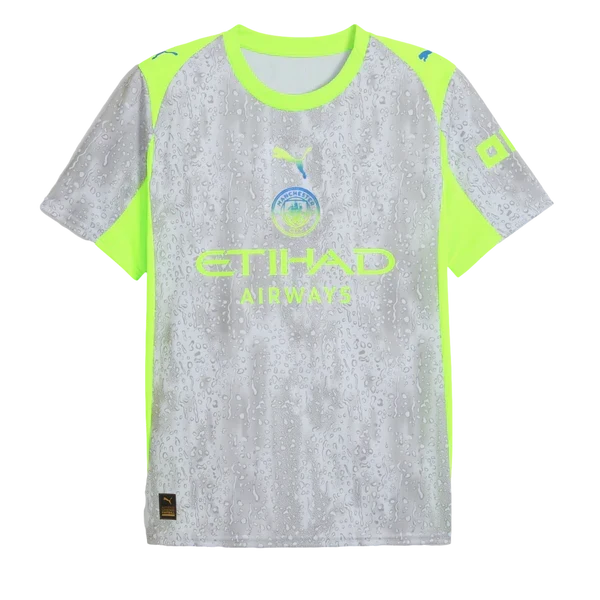 Manchester City 3rd Kit 2025/26 - Player Version – gray and white retro football jersey front view