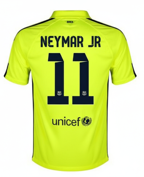 Barcelona Third Kit 14/15 Neymar Jr #11 – yellow retro football jersey front view