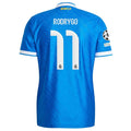 Real Madrid Rodrygo 3rd Kit 2025/26 (Champions League) – white and blue and geometric retro football jersey front view