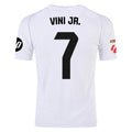 Real Madrid Vini Jr. Home Kit 2025/26 (La Liga) – white retro football jersey front view