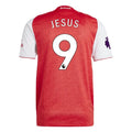 Arsenal Home Kit Gabriel Jesus #9 2025/26 (Premier League) – red and geometric retro football jersey front view