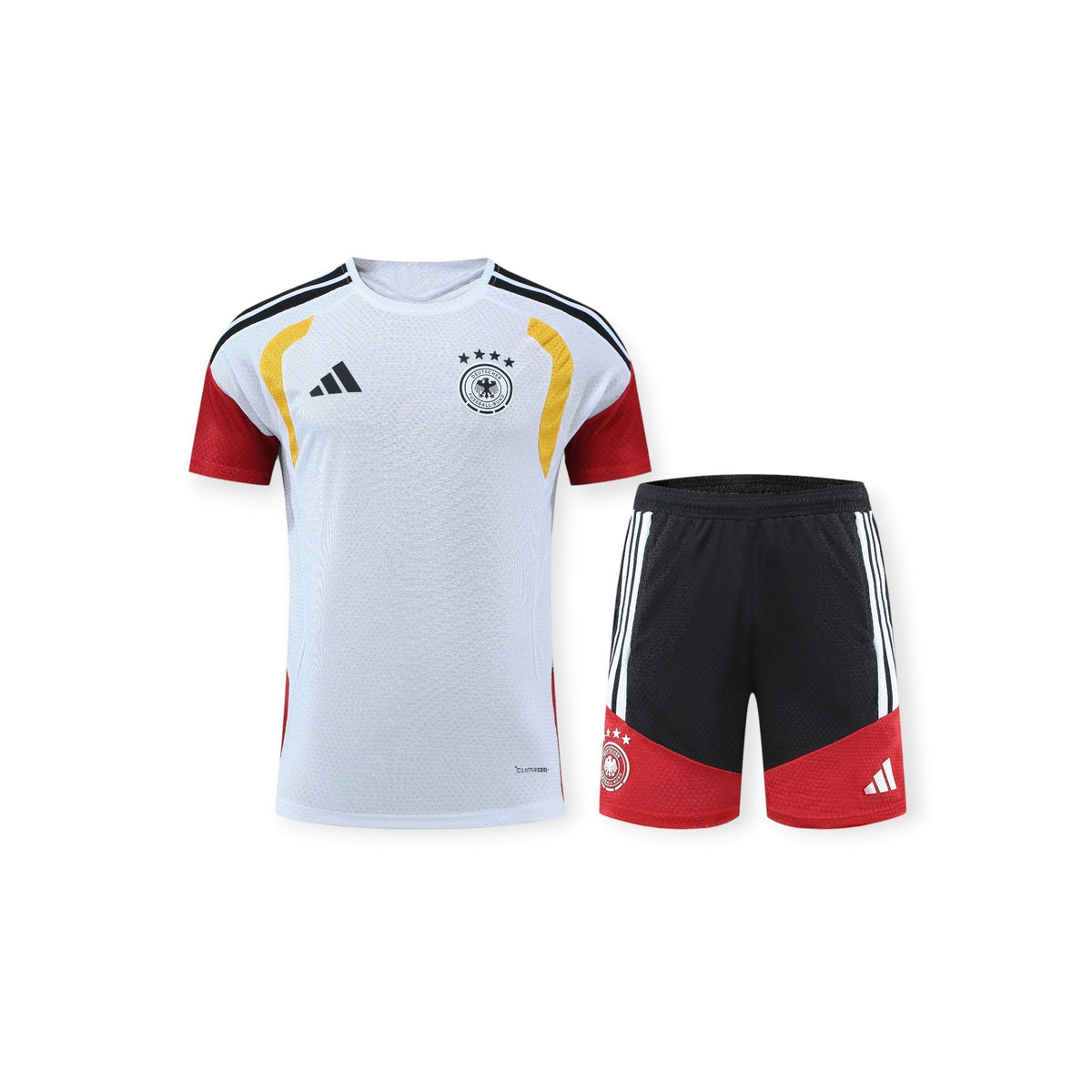 Germany Training Set 2026 White Climacool Jersey + Black Red Shorts