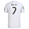 Real Madrid Vini Jr. Home Kit 2025/26 (Champions League) – white retro football jersey front view