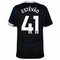 Chelsea Estêvão 3rd Kit 2025/26 (Premier League) – geometric and blue and black retro football jersey front view