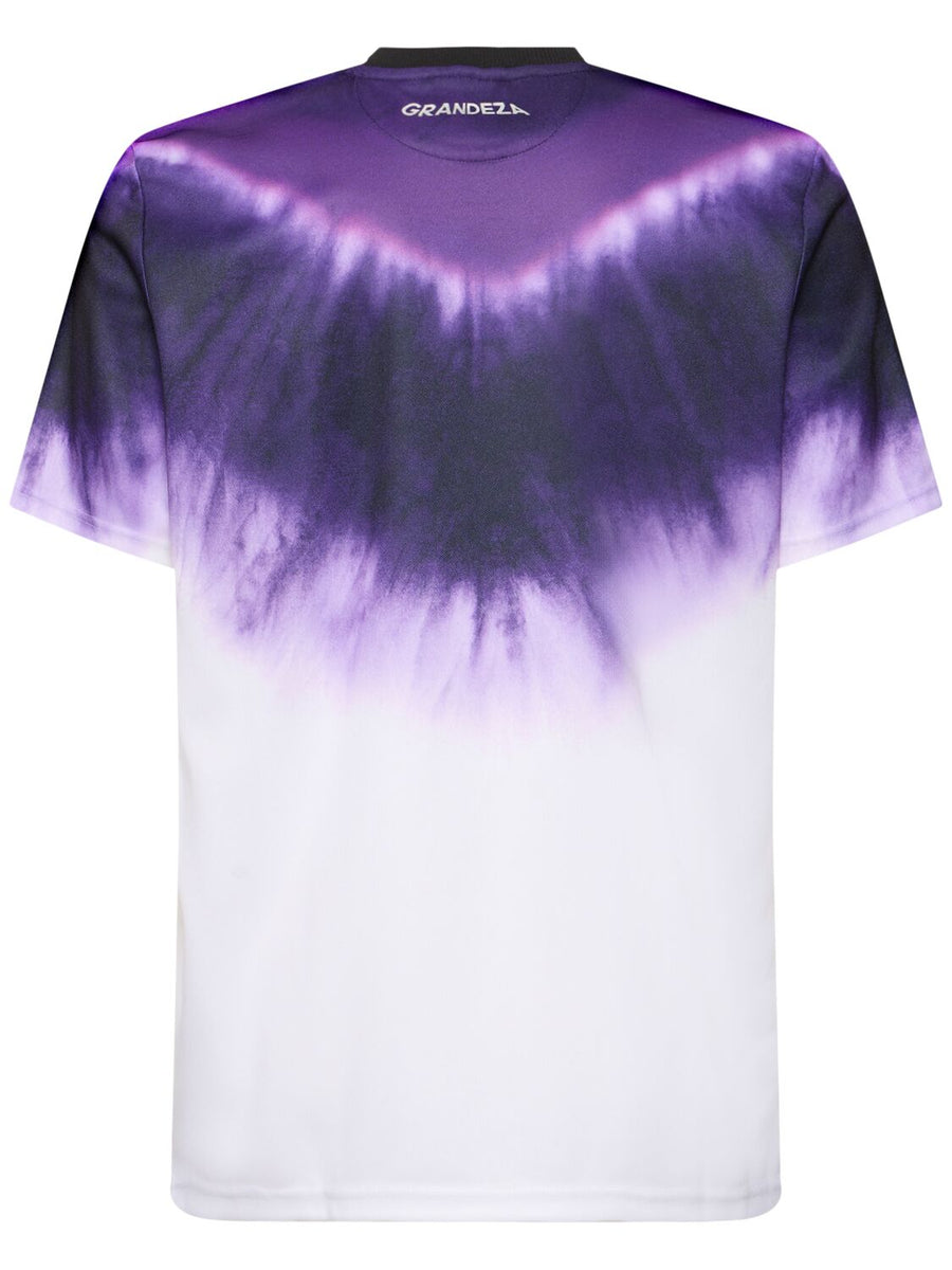 Real Madrid Year of the Snake Commemorative Edition 25/26 – tie-dye and geometric and purple and black retro football jersey back view