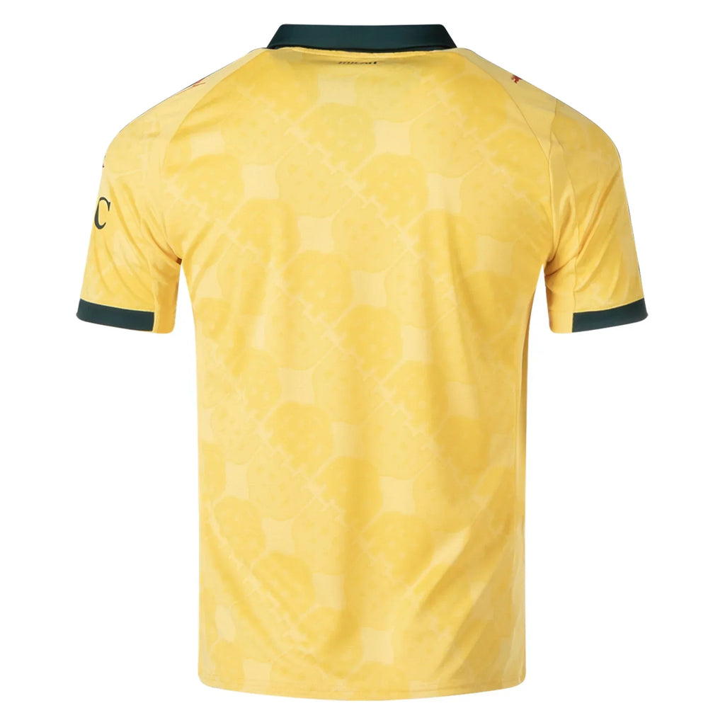 Yellow sports jersey with black accents on a white background