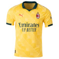 Yellow sports jersey with branding on a white background