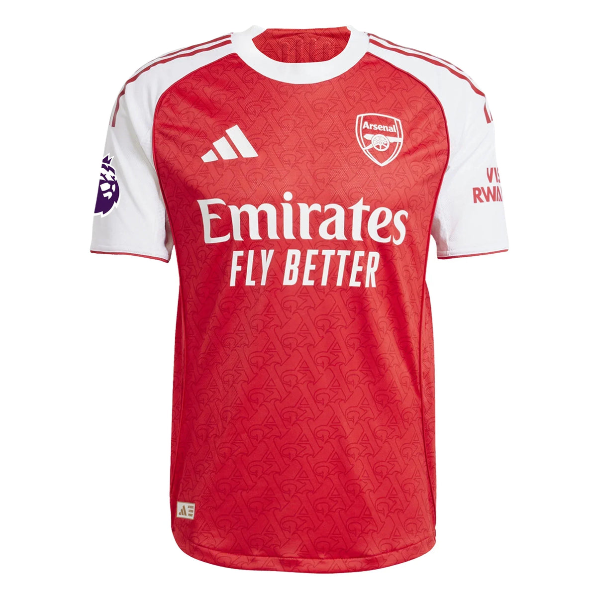 Arsenal Home Kit Ødegaard #8 2025/26 (Premier League) – red and geometric retro football jersey back view