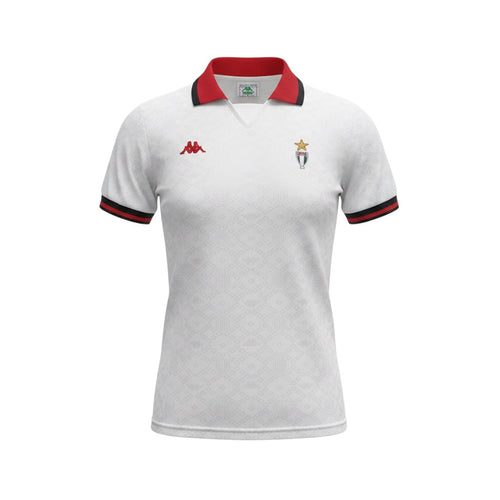 Archive Football AC Milan 1989/90 away retro jersey in white with red collar and embroidered team crest.