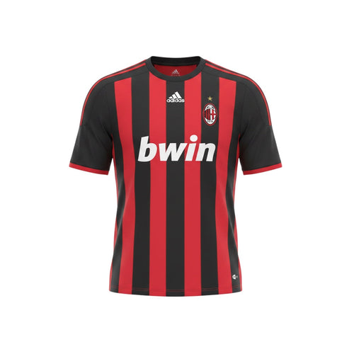 Archive Football AC Milan 2008/09 home retro jersey in iconic red and black stripes with embroidered club crest