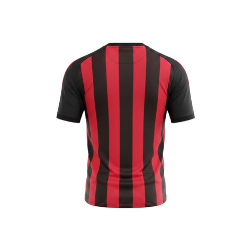 Archive Football AC Milan 2008/09 home retro jersey featuring classic red and black vertical stripes, back view.