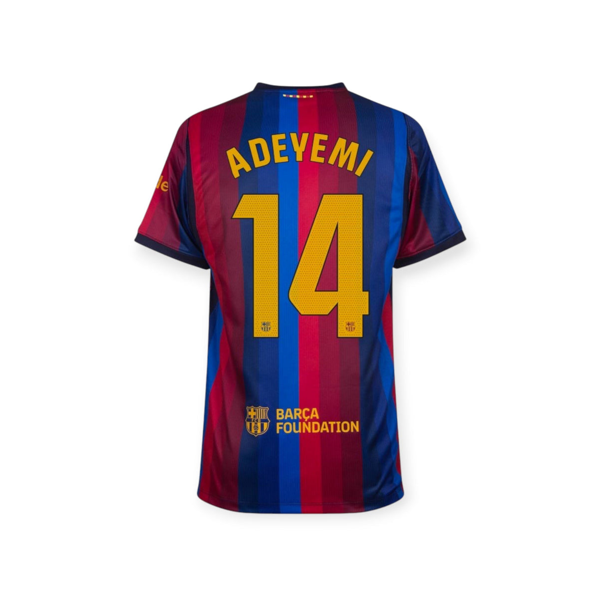 Archive Football Adeyemi FC Barcelona 2026/27 home jersey in blue and red with yellow number 14 on the back