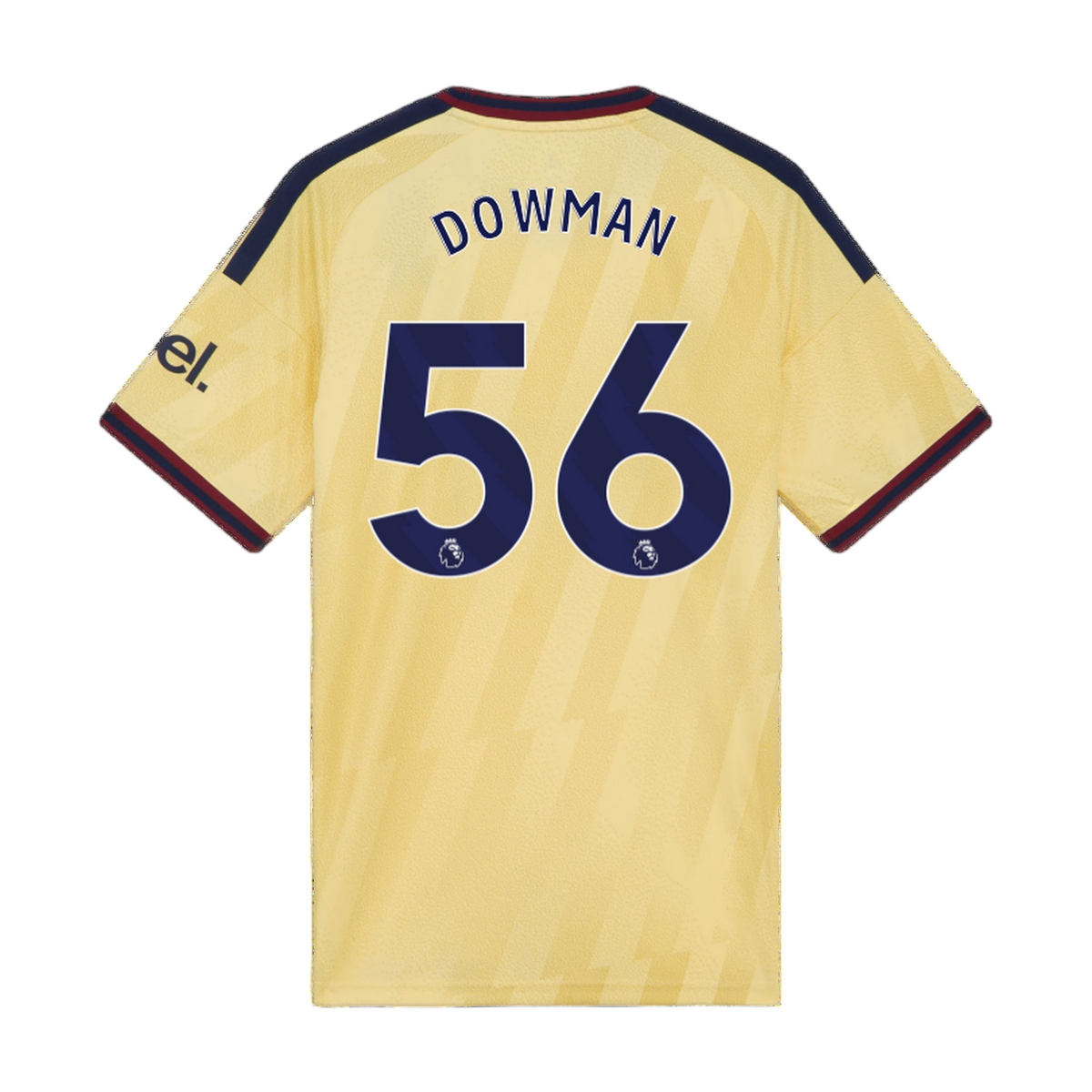 Archive Football Arsenal 2026/27 third jersey in yellow with navy Dowman #56 player name and number on the back