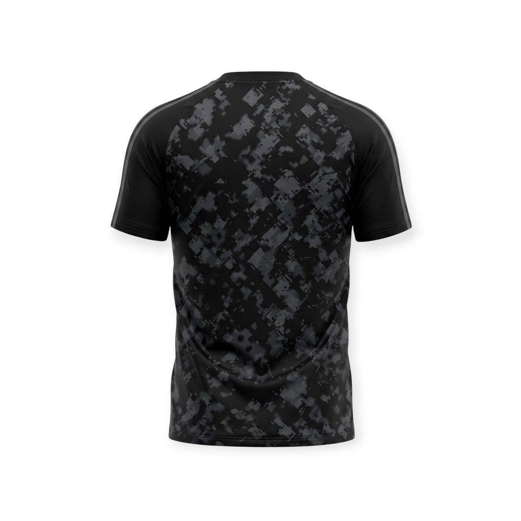 Archive Football Arsenal 1990/92 retro jersey back view featuring a black and grey digital camouflage pattern