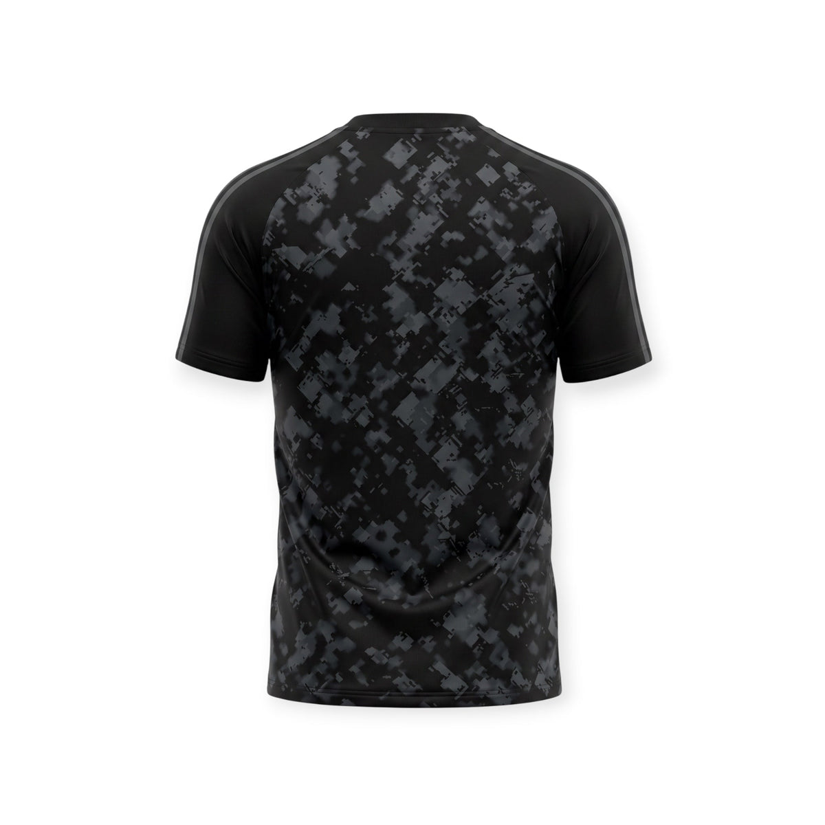 Archive Football Arsenal 1990/92 retro jersey back view featuring a black and grey digital camouflage pattern