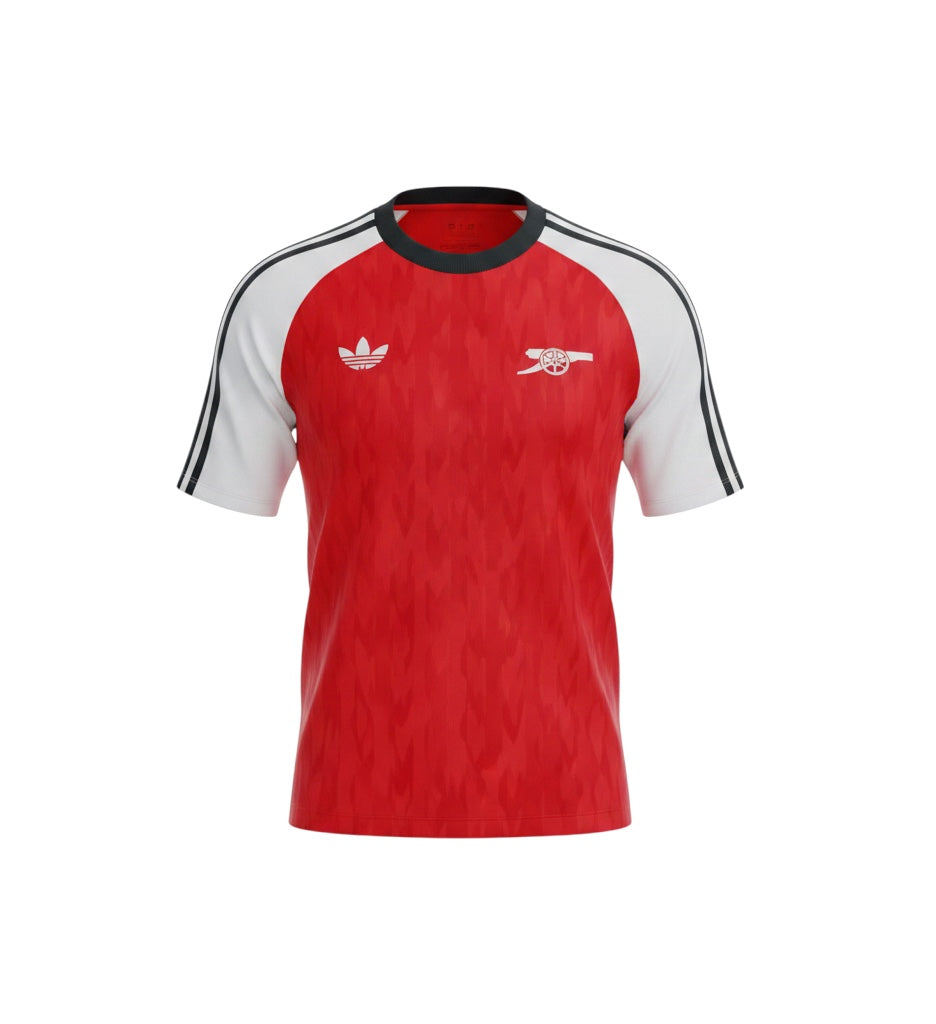 Archive Football Arsenal Special Edition 2026/27 jersey in red and white with high-density team and brand logos.