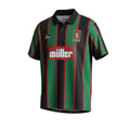 Archive Football Aston Villa 1993/95 away retro jersey in black, green, and red stripes with embroidered crest.