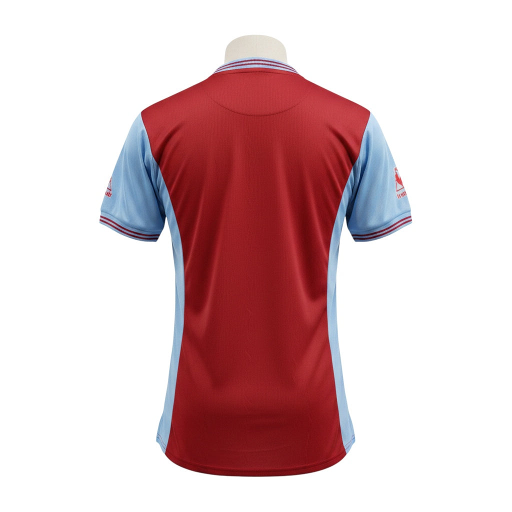 Archive Football Aston Villa 1981/82 retro home jersey in claret and blue with classic striped collar and cuffs