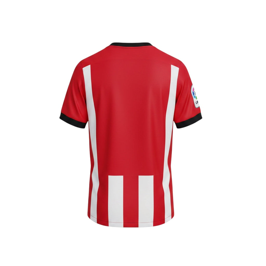 Archive Football Athletic Bilbao 2011/12 retro home jersey, back view featuring red and white stripes and black trim.