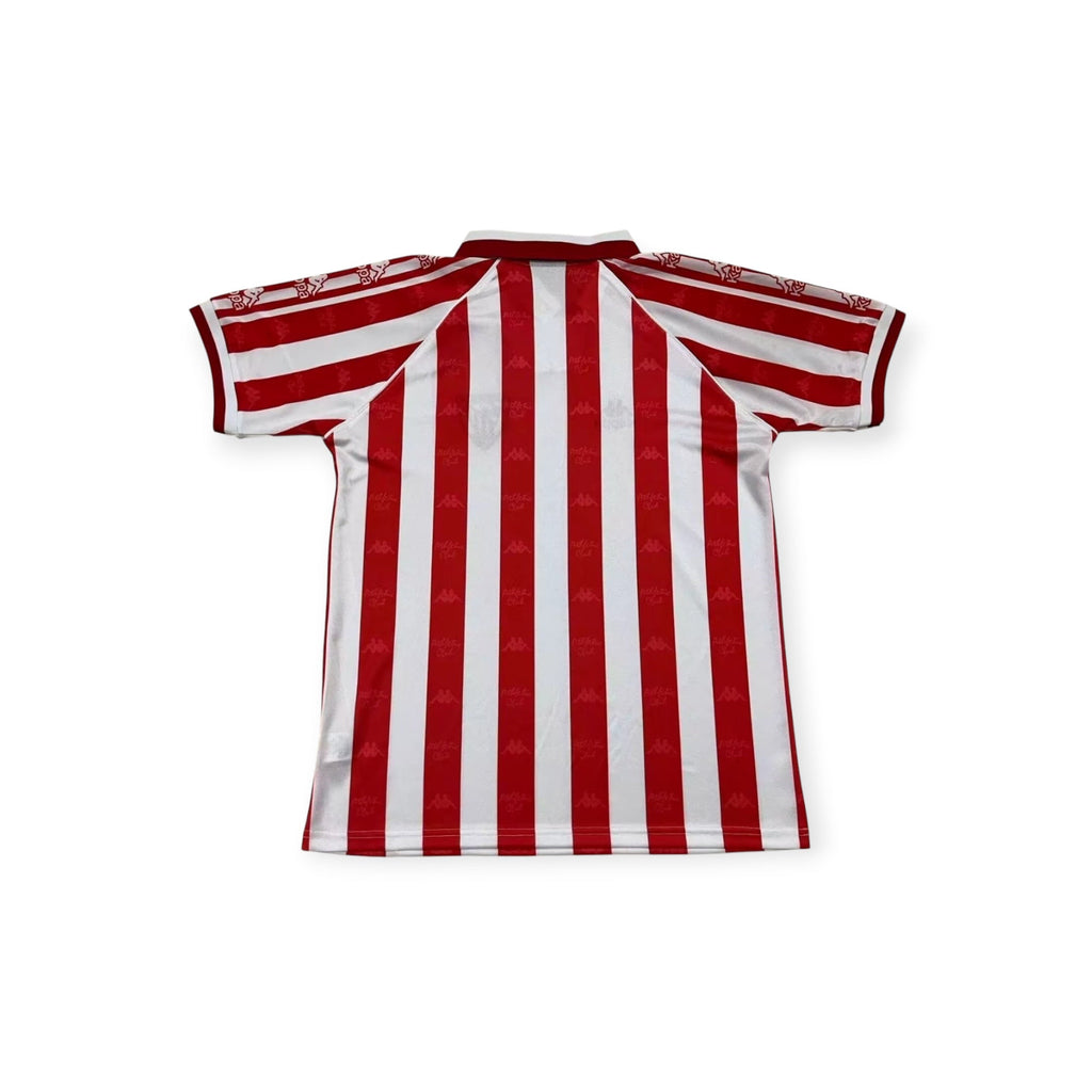 Archive Football Athletic Bilbao 1995/97 retro jersey in red and white stripes with Kappa branding on the sleeves