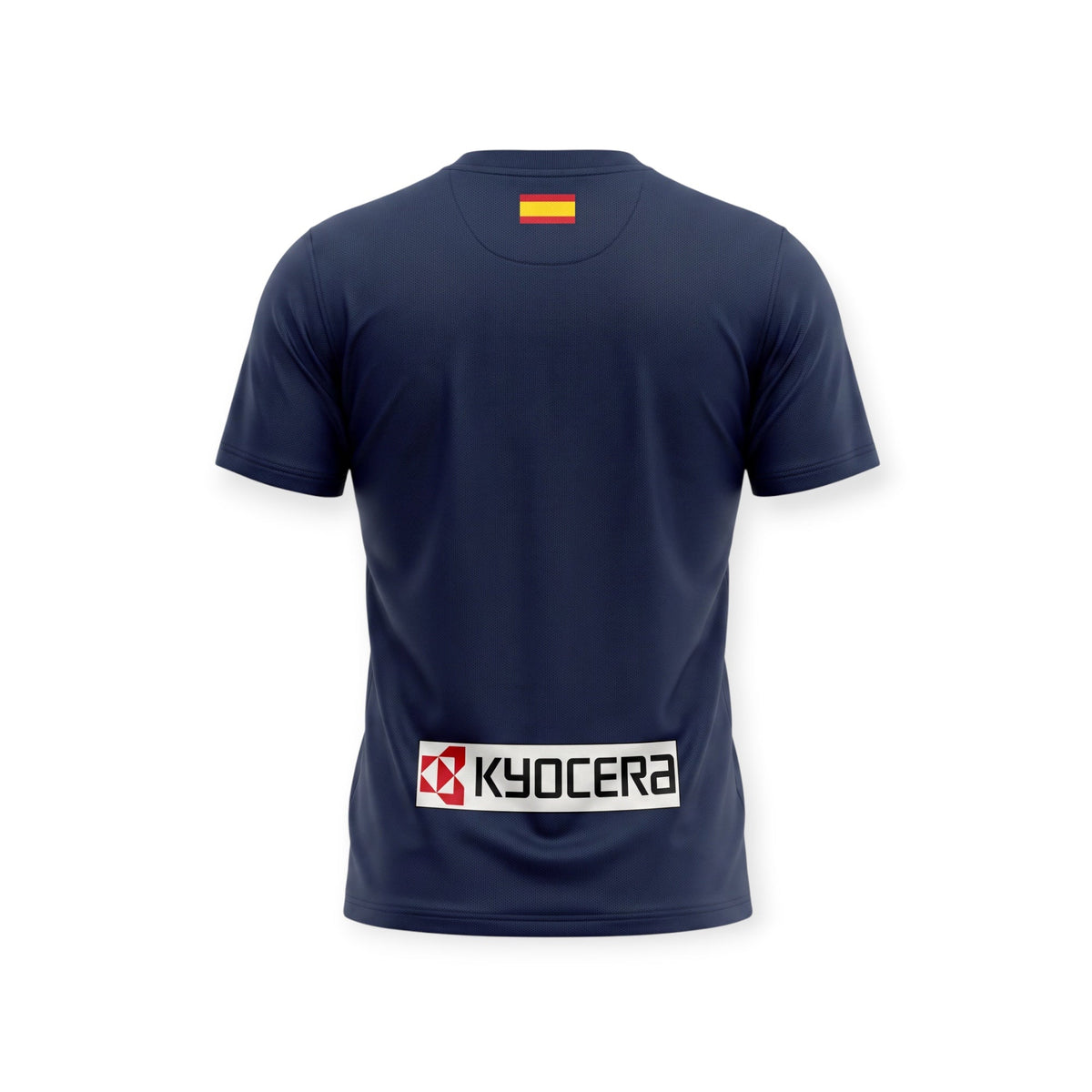 Archive Football Atletico Madrid 2011/12 away retro jersey in navy blue with back Kyocera sponsor logo and Spain flag