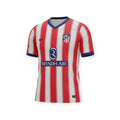 Archive Football Atletico de Madrid 2026-2027 home jersey featuring red and white vertical stripes and blue trim