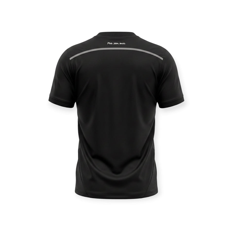 Archive Football Bayern Munich 2014/15 third retro jersey back view in black with Mia san mia detail