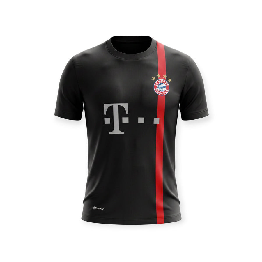 Archive Football Bayern Munich 2014/15 third retro jersey in black with a vertical red stripe and embroidered crest