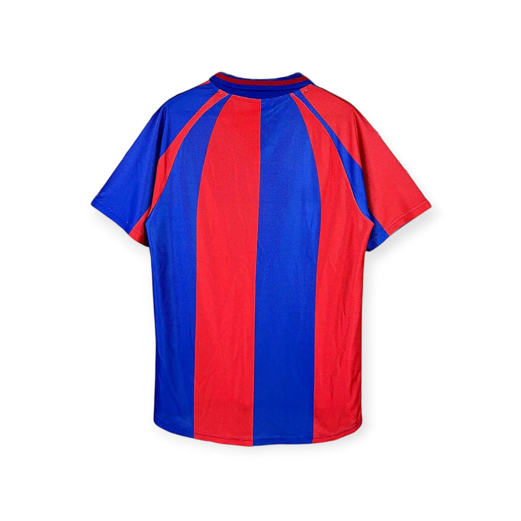 Archive Football Bologna 1998/99 retro home jersey in classic red and blue vertical striped polyester fabric.