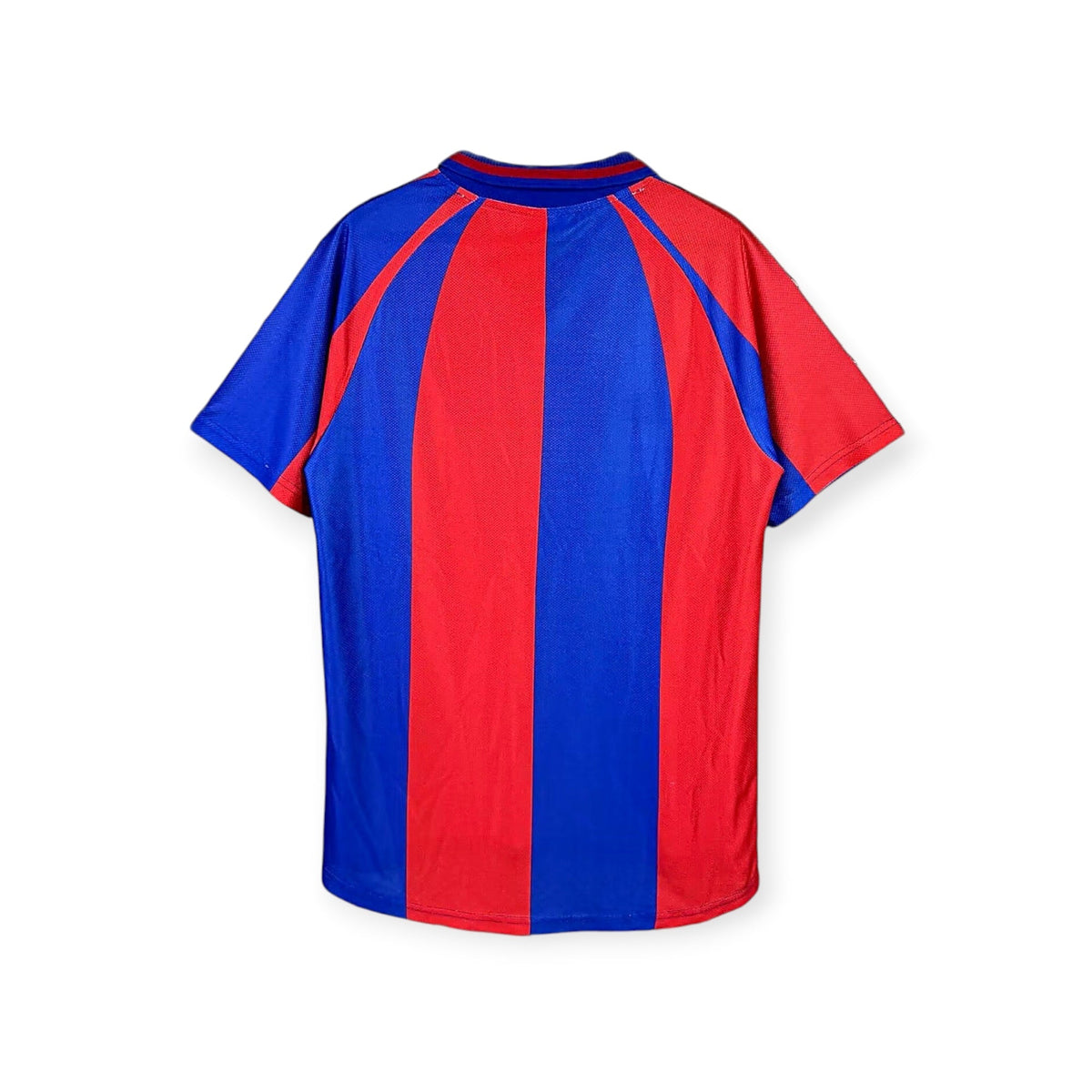 Archive Football Bologna 1998/99 retro home jersey in classic red and blue vertical striped polyester fabric.