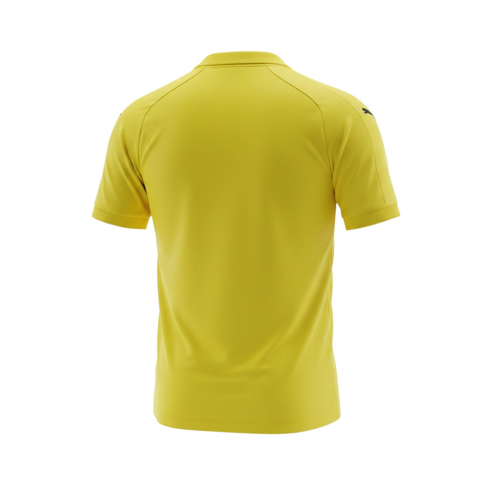 Archive Football Borussia Dortmund 2012/13 retro home jersey in yellow, back view showing breathable polyester fabric.