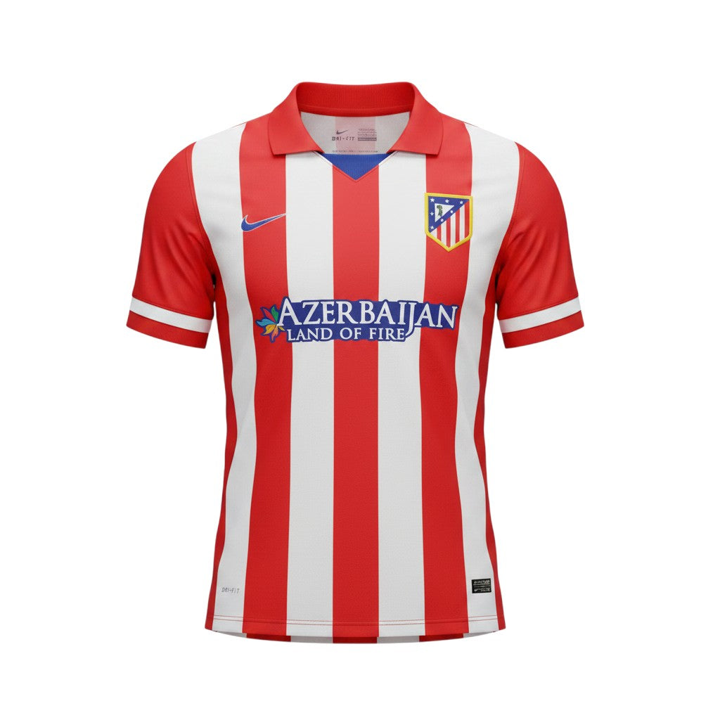 Camiseta de local retro del Atletico Madrid 2013/14 de Archive Football con rayas rojas y blancas y logo bordado