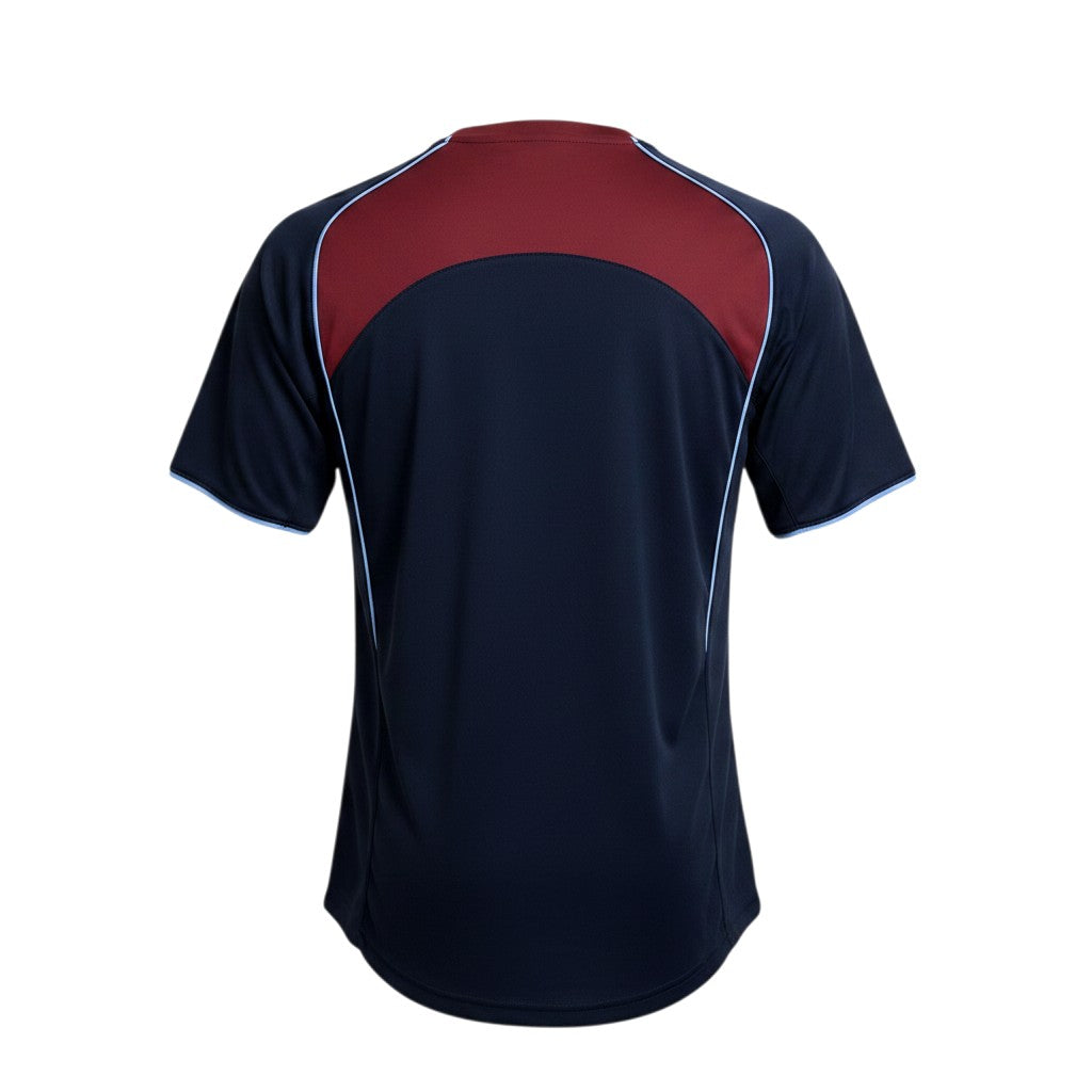 Vista trasera de la camiseta retro Archive Football del Atletico Madrid 2004/05 en azul marino y granate