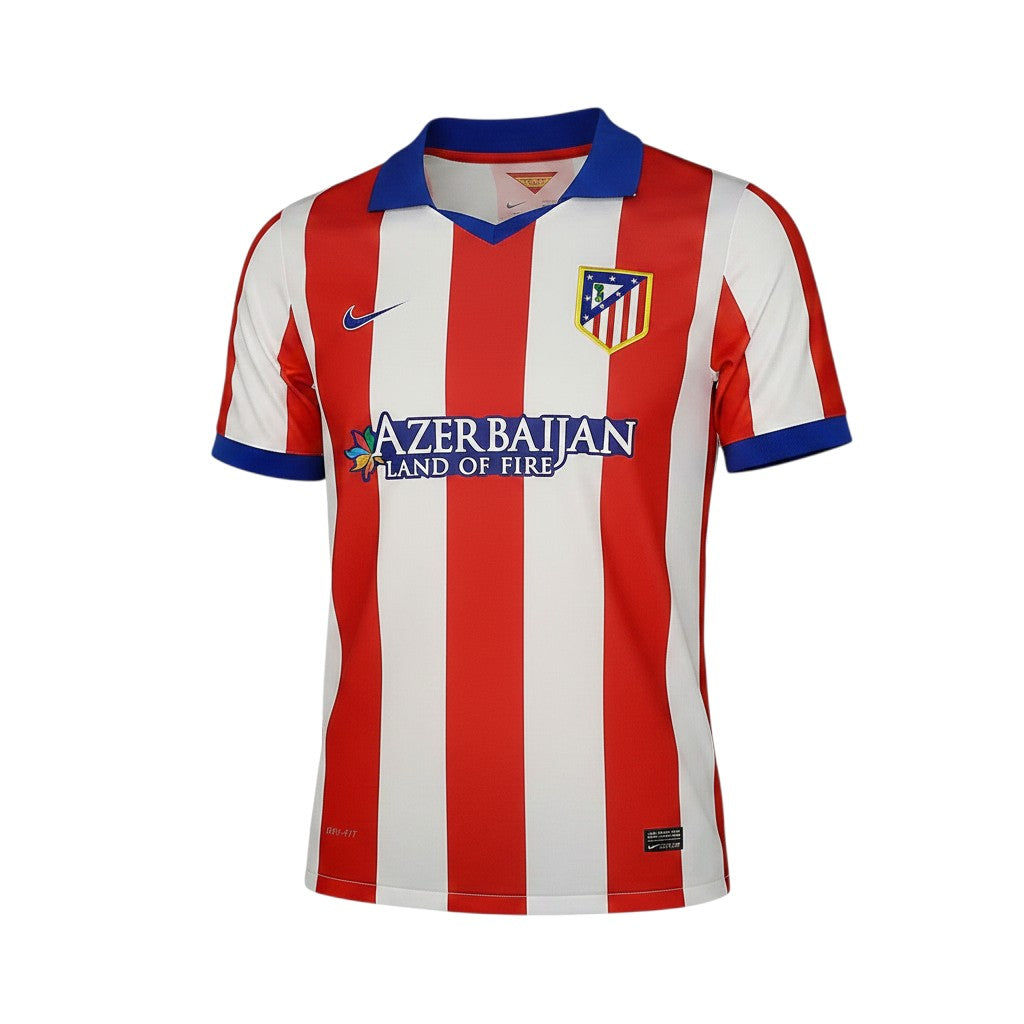 Camiseta de local retro Archive Football del Atletico Madrid 2014/15 con rayas rojas y blancas y cuello azul