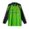 Camiseta de portero retro Archive Football del Manchester United 1998/99 en verde y negro con escudo bordado