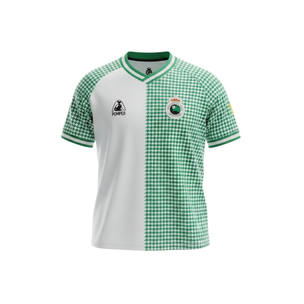 Camiseta de fútbol Archive Football Racing de Santander edición especial 2026/2027 con patrón de pata de gallo verde