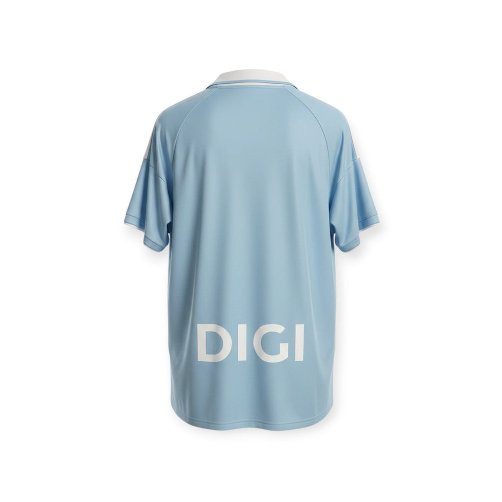Vista trasera de la camiseta Real Oviedo Special Edition 2026/2027 de Archive Football en azul claro con logo blanco
