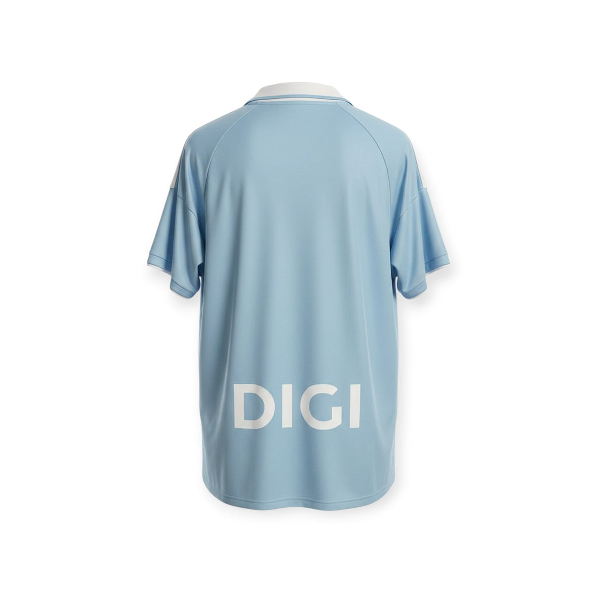 Vista trasera de la camiseta Real Oviedo Special Edition 2026/2027 de Archive Football en azul claro con logo blanco