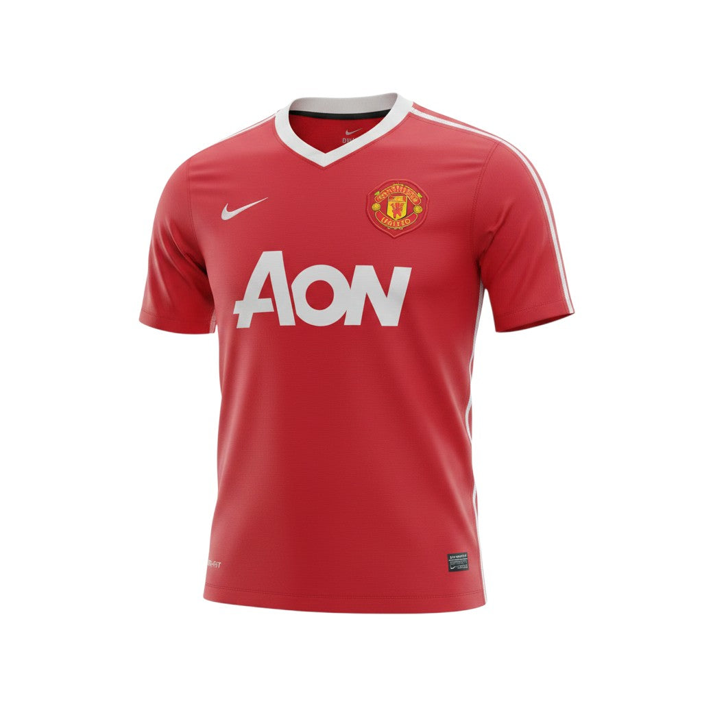 Camiseta de local retro Archive Football del Manchester United 2010/11 en rojo con escudo bordado y logo Aon