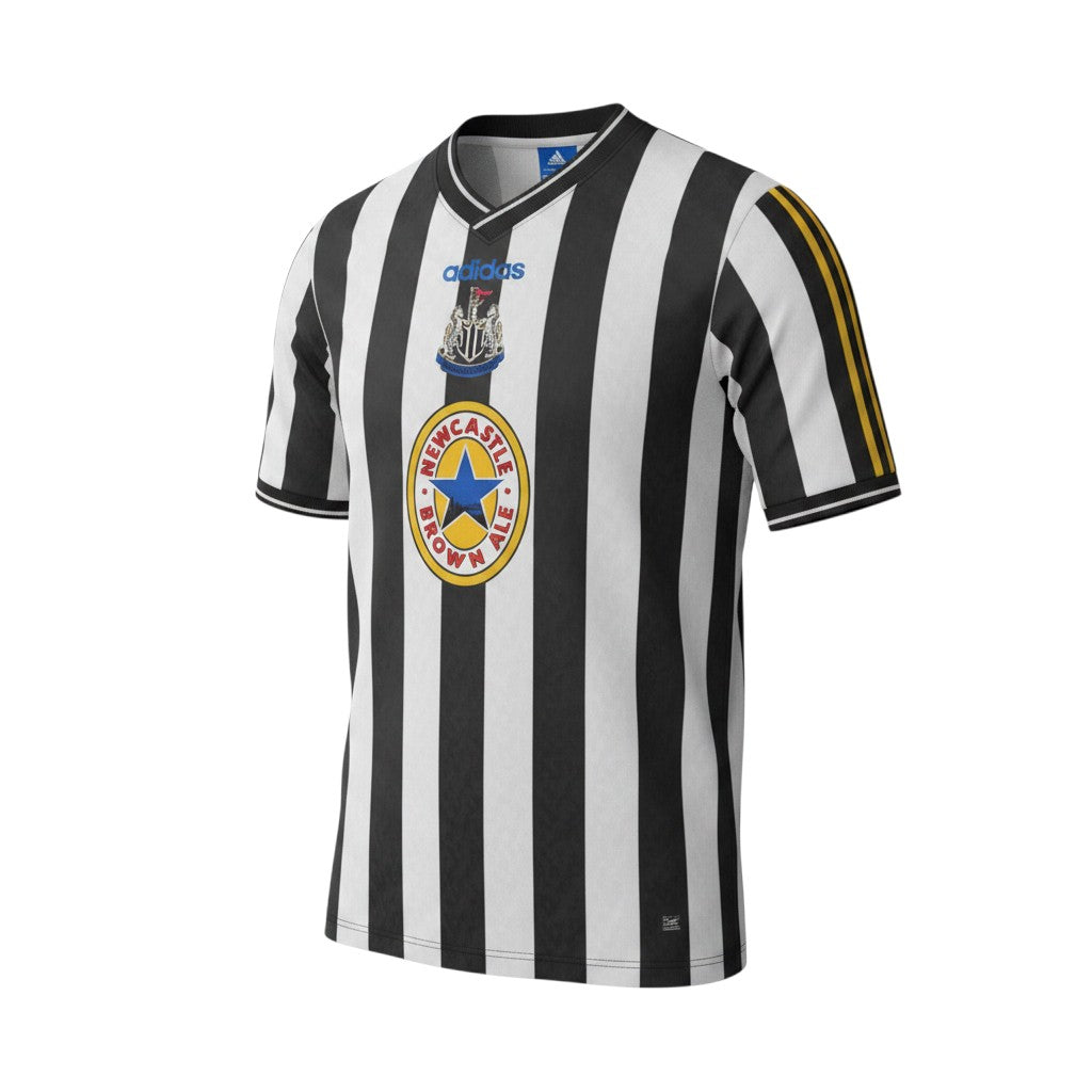 Camiseta retro de local Archive Football del Newcastle United 1997/99 con rayas blancas y negras y logo bordado