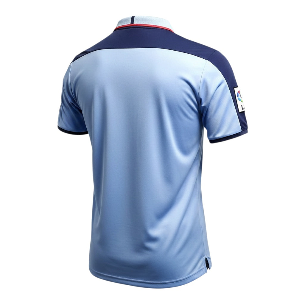 Archive Football Celta Vigo 2003/05 retro home jersey, back view featuring light blue fabric and navy blue accents.