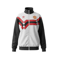 Chaqueta retro Archive Football del Manchester United de 1990 en blanco, negro y rojo con escudo bordado