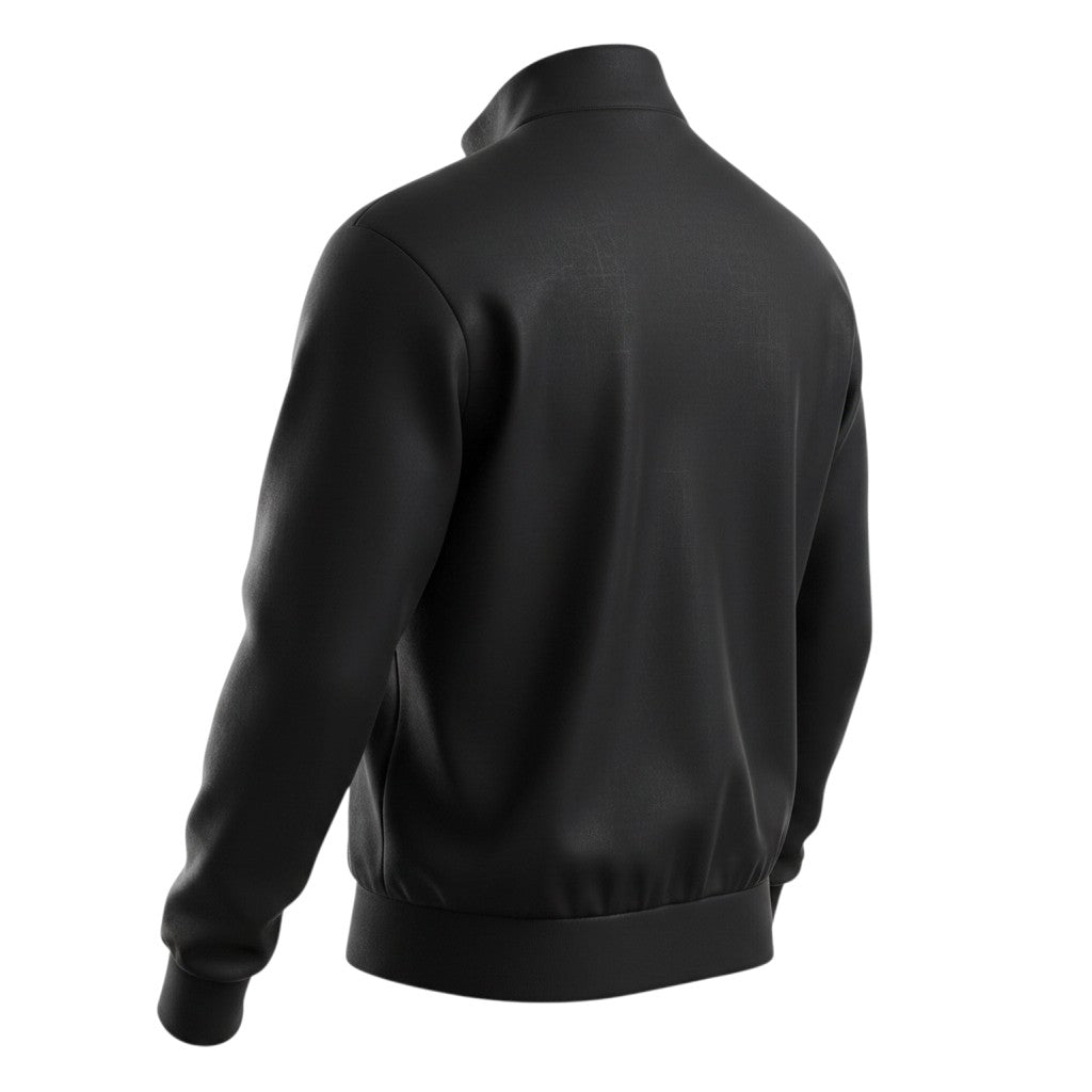 Chaqueta retro negra de Archive Football inspirada en el diseño de 1990 del Manchester United, vista trasera.